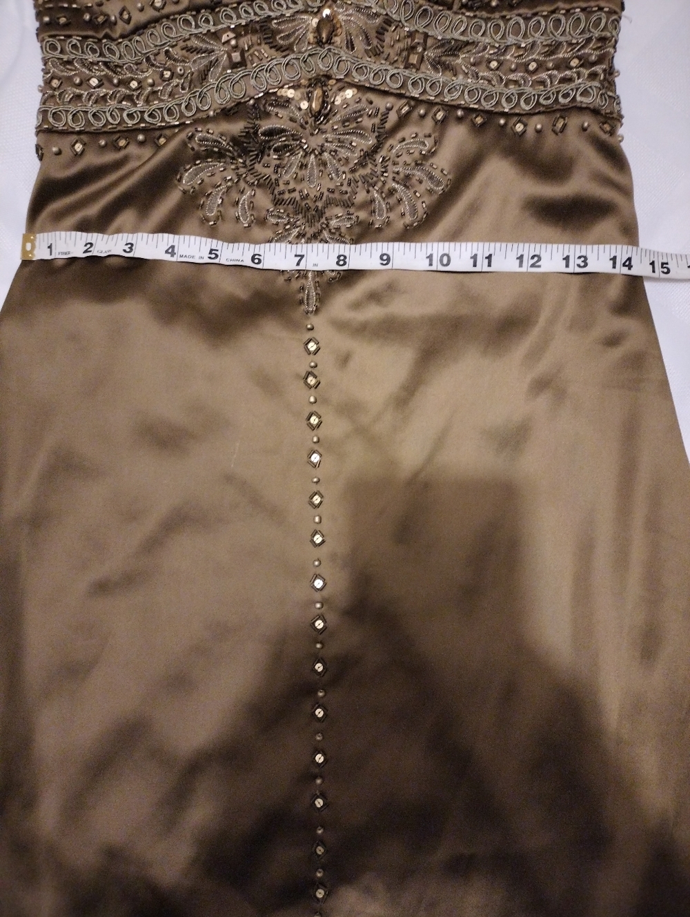 Sue Wong Strapless Taupe Embellished Cocktail Dress - Picture 5 of 9